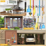 Wall-Mounted Broom & Toiletries Organizer – Space-Saving, Multi-Purpose Storage Rack with Hooks